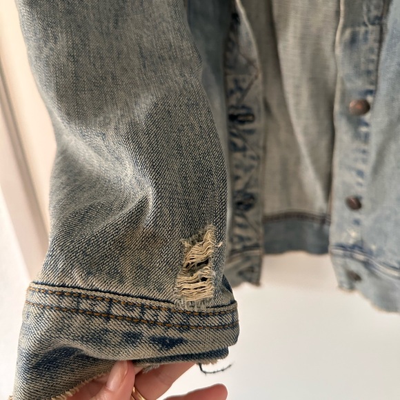 Free People Distressed Denim Jacket - Picture 2 of 5